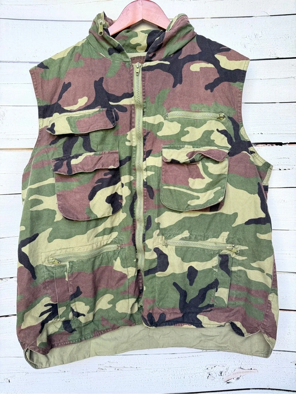 Vintage Weather Rite Woodland Camo Hunting Vest